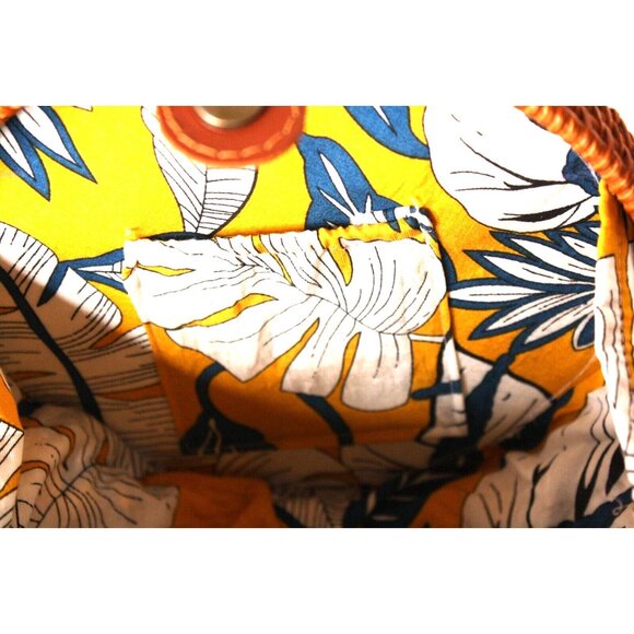 Handwoven Round Brown Rattan Woven Wicker Shoulder Handbag Crossbody Boho Purse - Picture 6 of 9